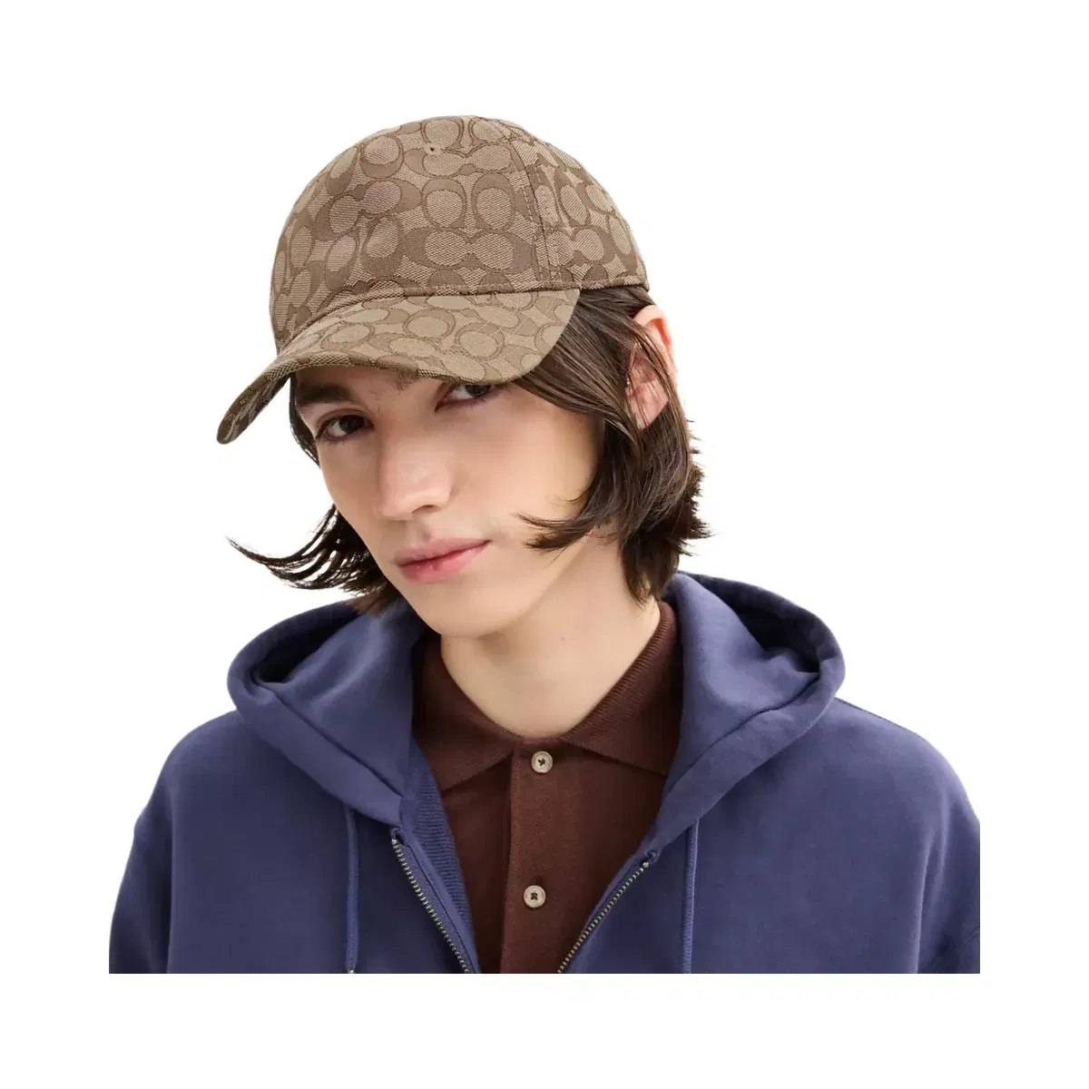 Coach Signature Jacquard Baseball Hat in Tan
