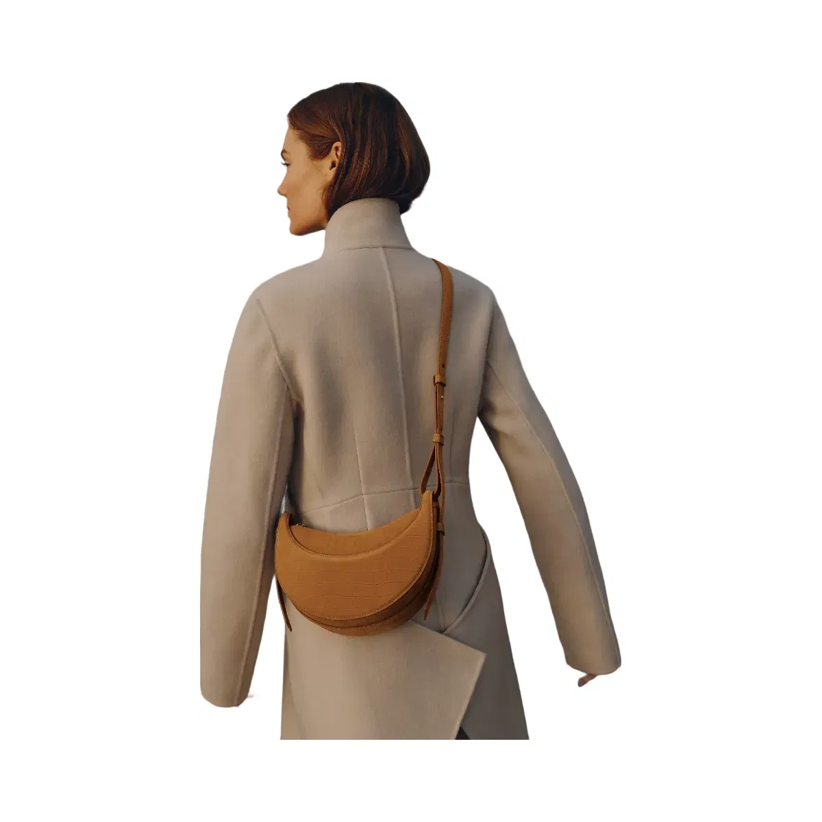 Polène Numéro Dix Crocodile Nubuck Leather Bag Cinnamon