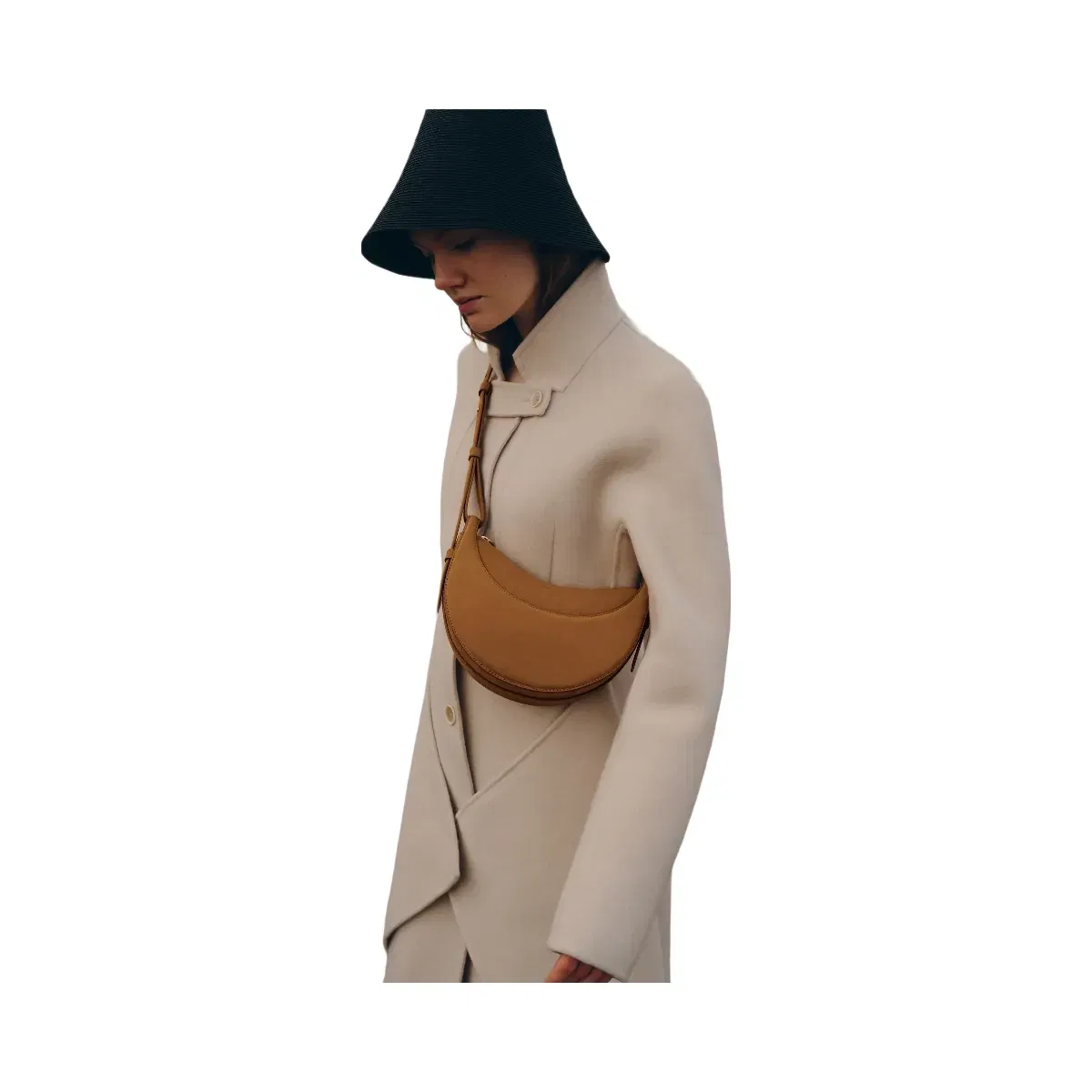Polène Numéro Dix Crocodile Nubuck Leather Bag Cinnamon