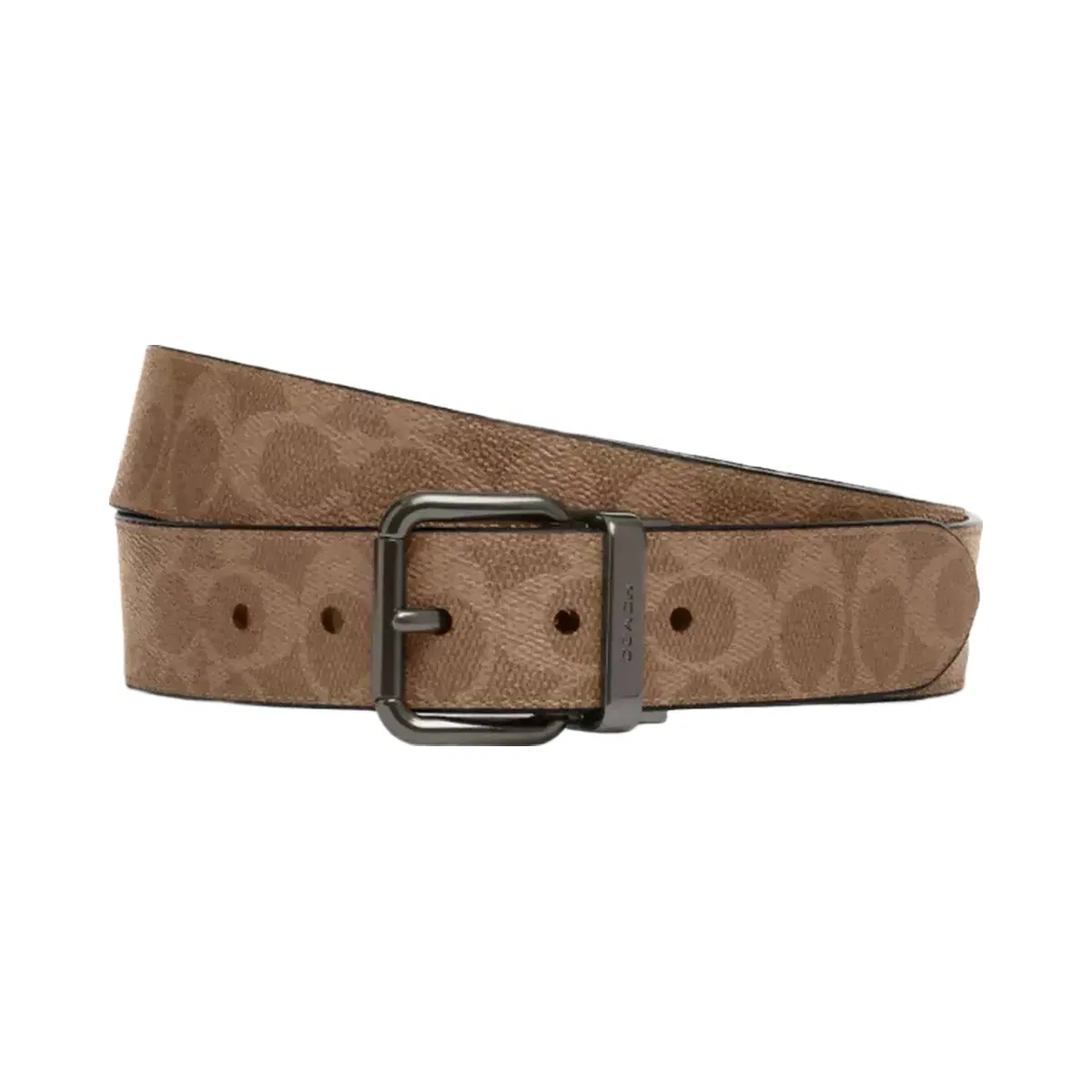 Coach Roller Buckle Cut-To-Size Reversible Belt, 38 Mm in Gunmetal Tan Charcoal