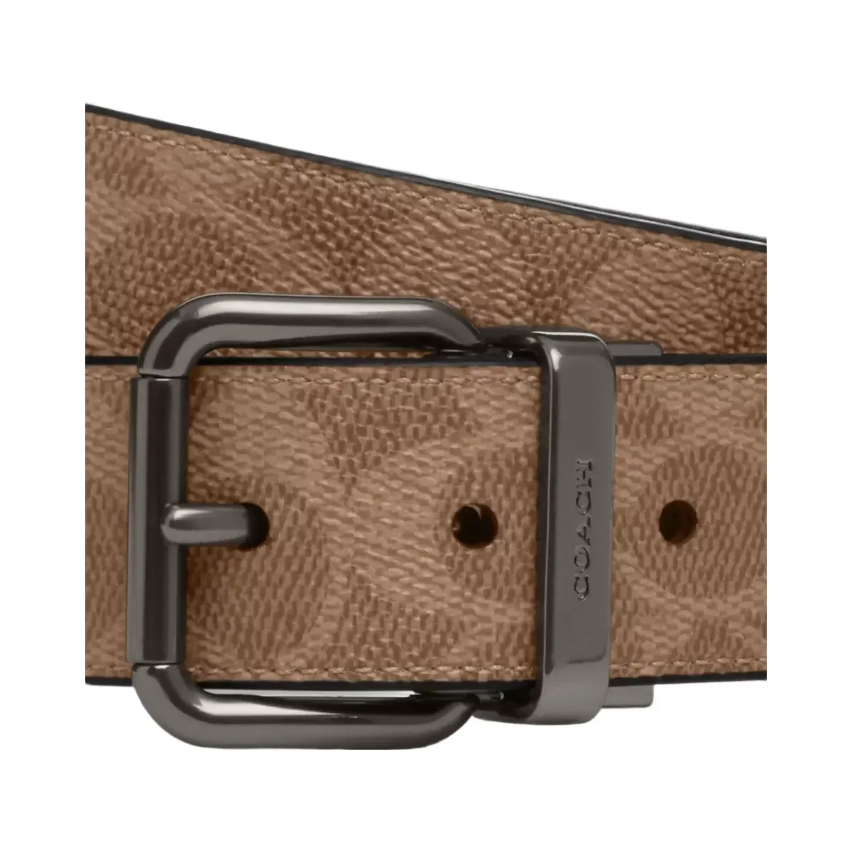 Coach Roller Buckle Cut-To-Size Reversible Belt, 38 Mm in Gunmetal Tan Charcoal