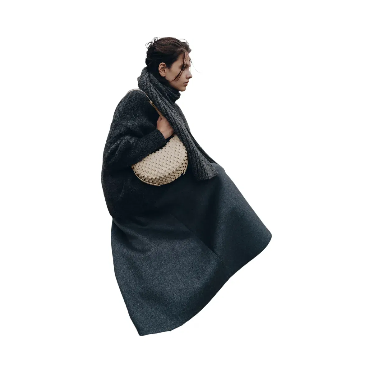 Polène Numéro Dix Onda Leather Bag Ecru
