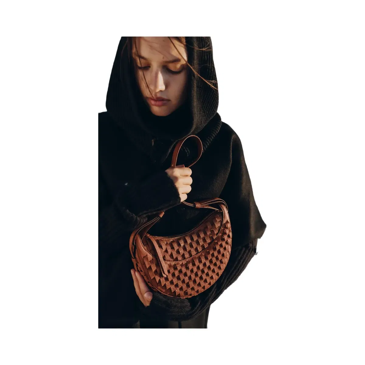 Polène Numéro Dix Onda Leather Bag Cognac