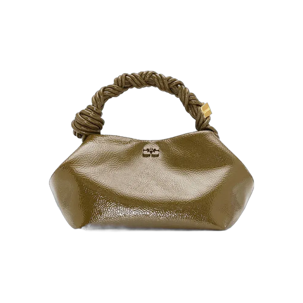 Ganni Olive Green Patent Small Bou Bag