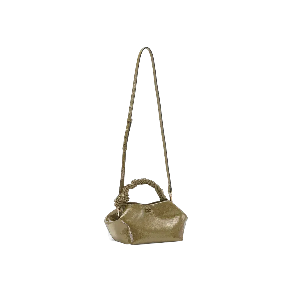Ganni Olive Green Patent Small Bou Bag