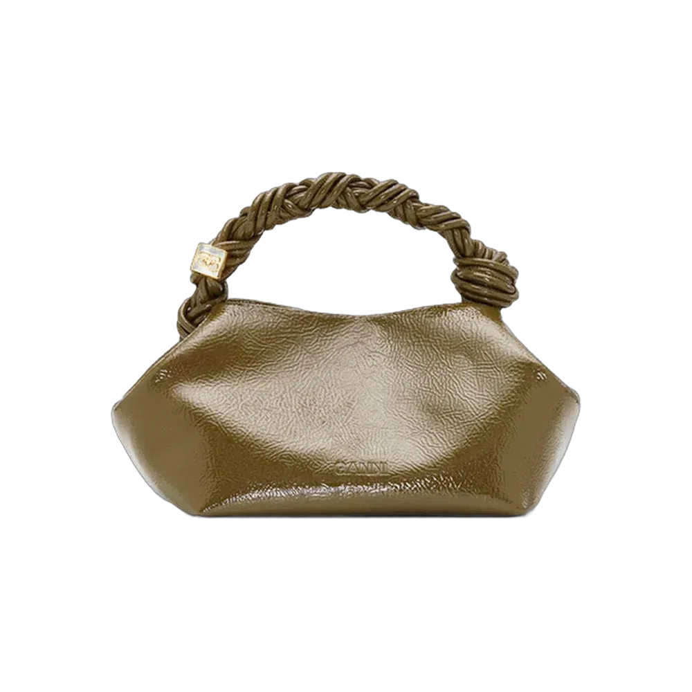 Ganni Olive Green Patent Small Bou Bag