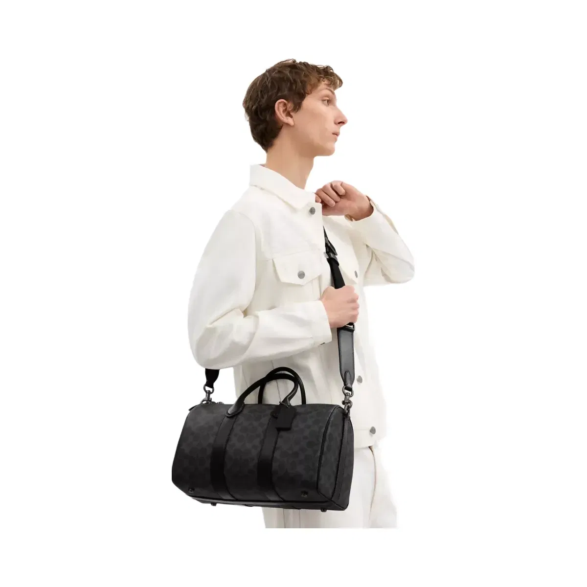 Coach Compass Bag 35 In Signature Canvas in Black Signature