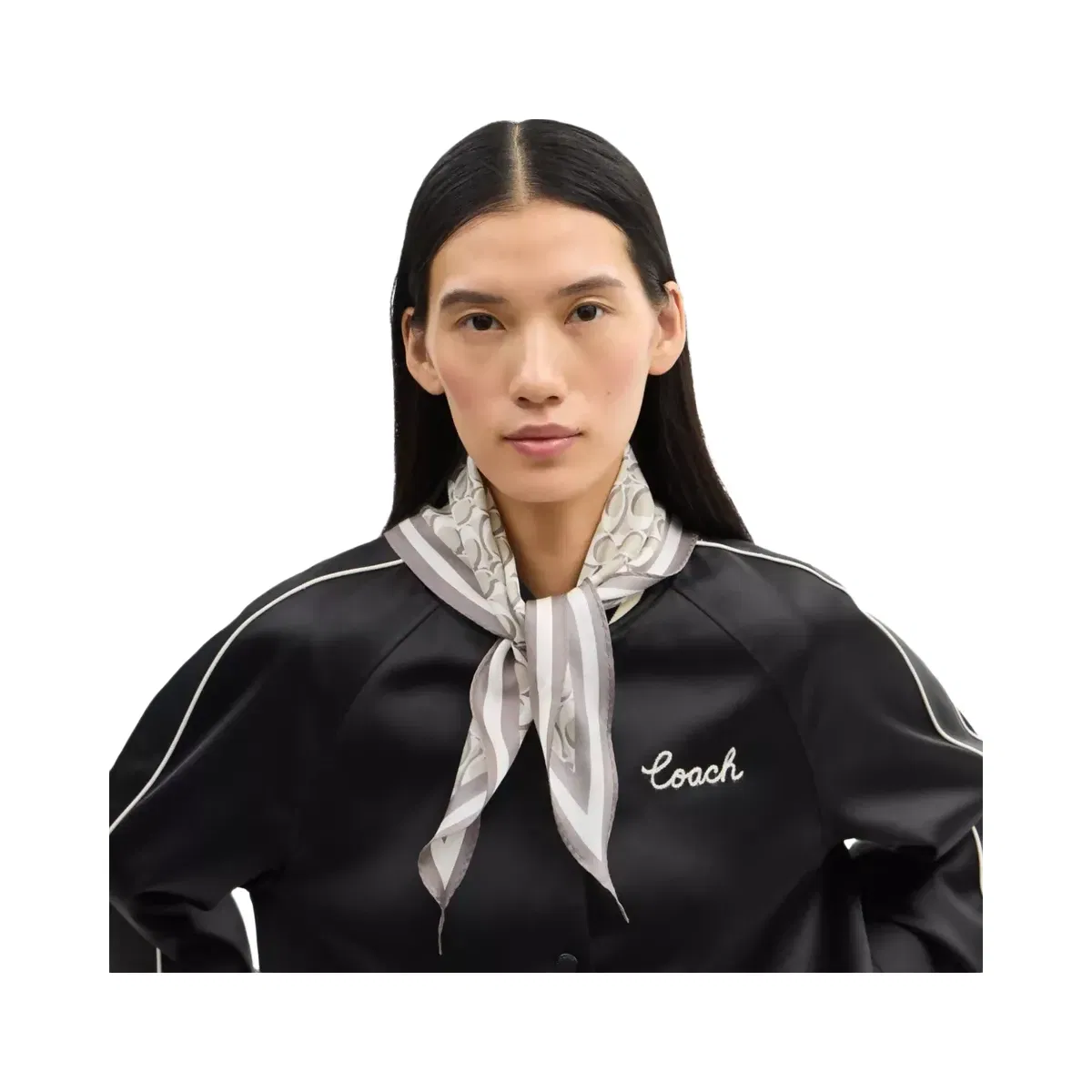 Coach Signature Silk Diamond Scarf in Bone