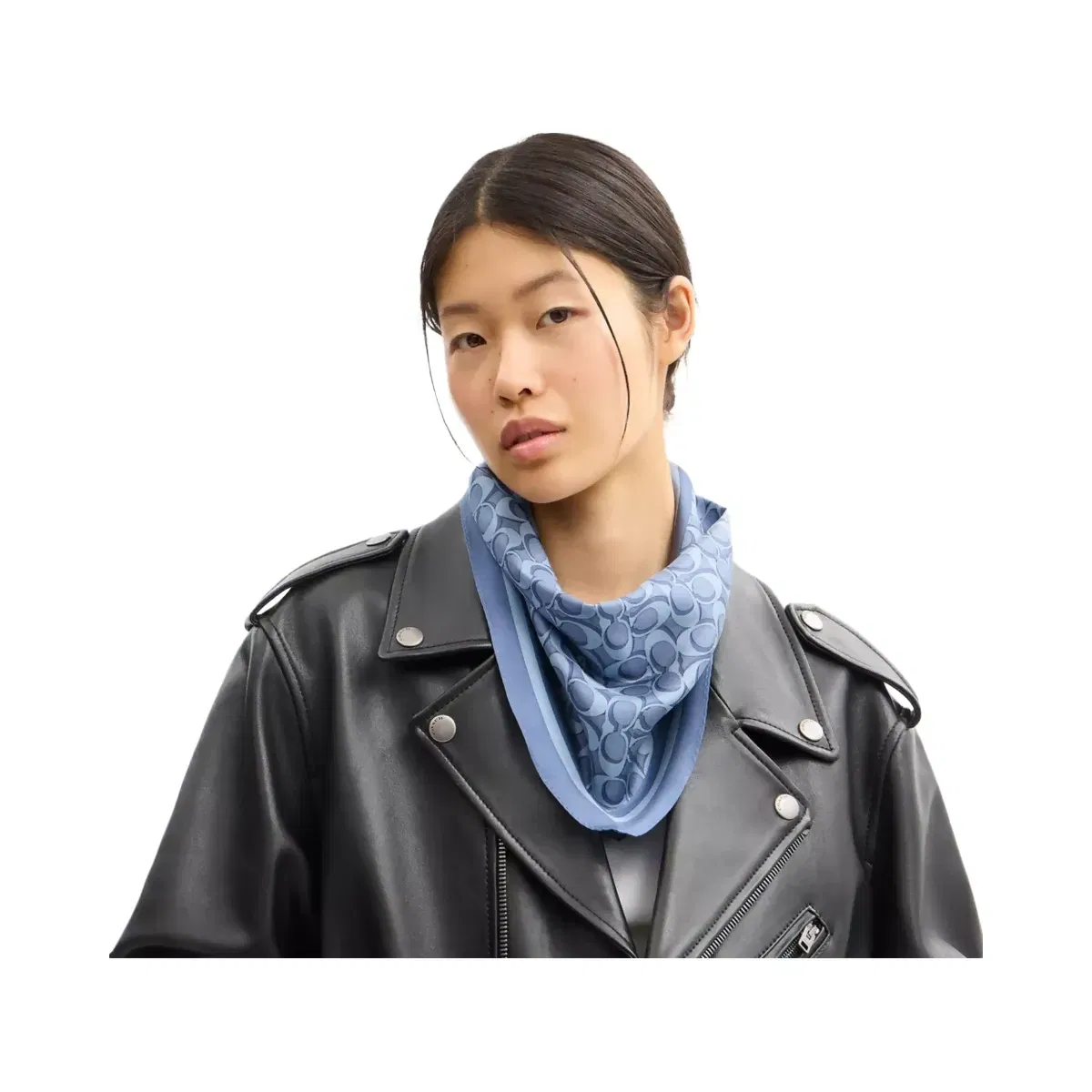 Coach Signature Silk Diamond Scarf in Light Denim