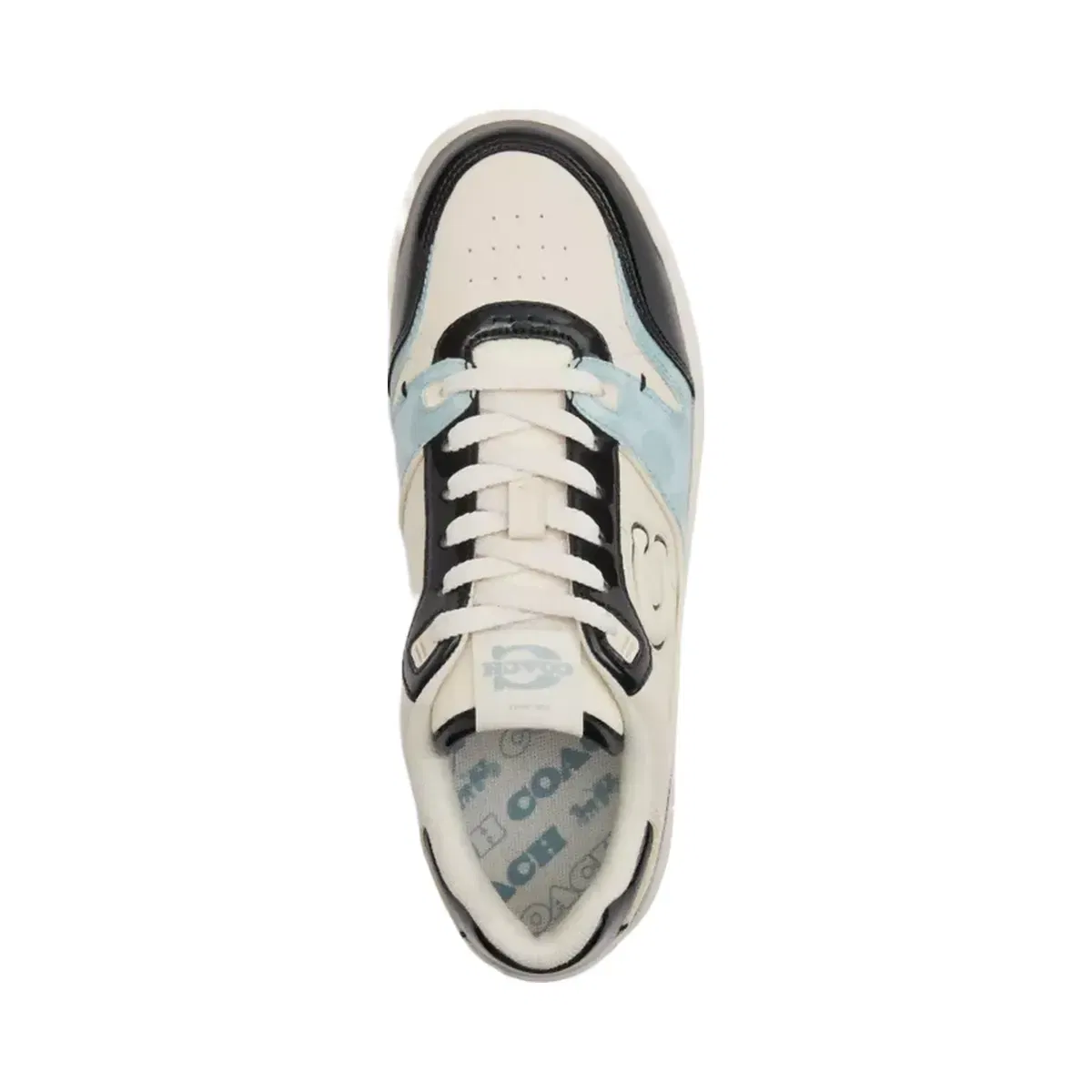 Coach Soho Sneaker With Patent Signature in Sea Mist Black.