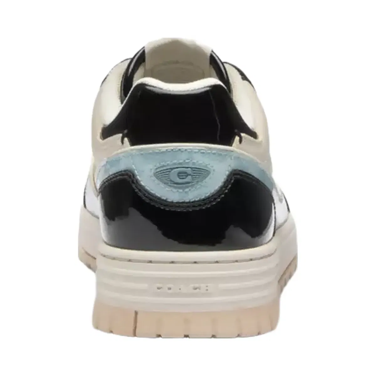 Coach Soho Sneaker With Patent Signature in Sea Mist Black.