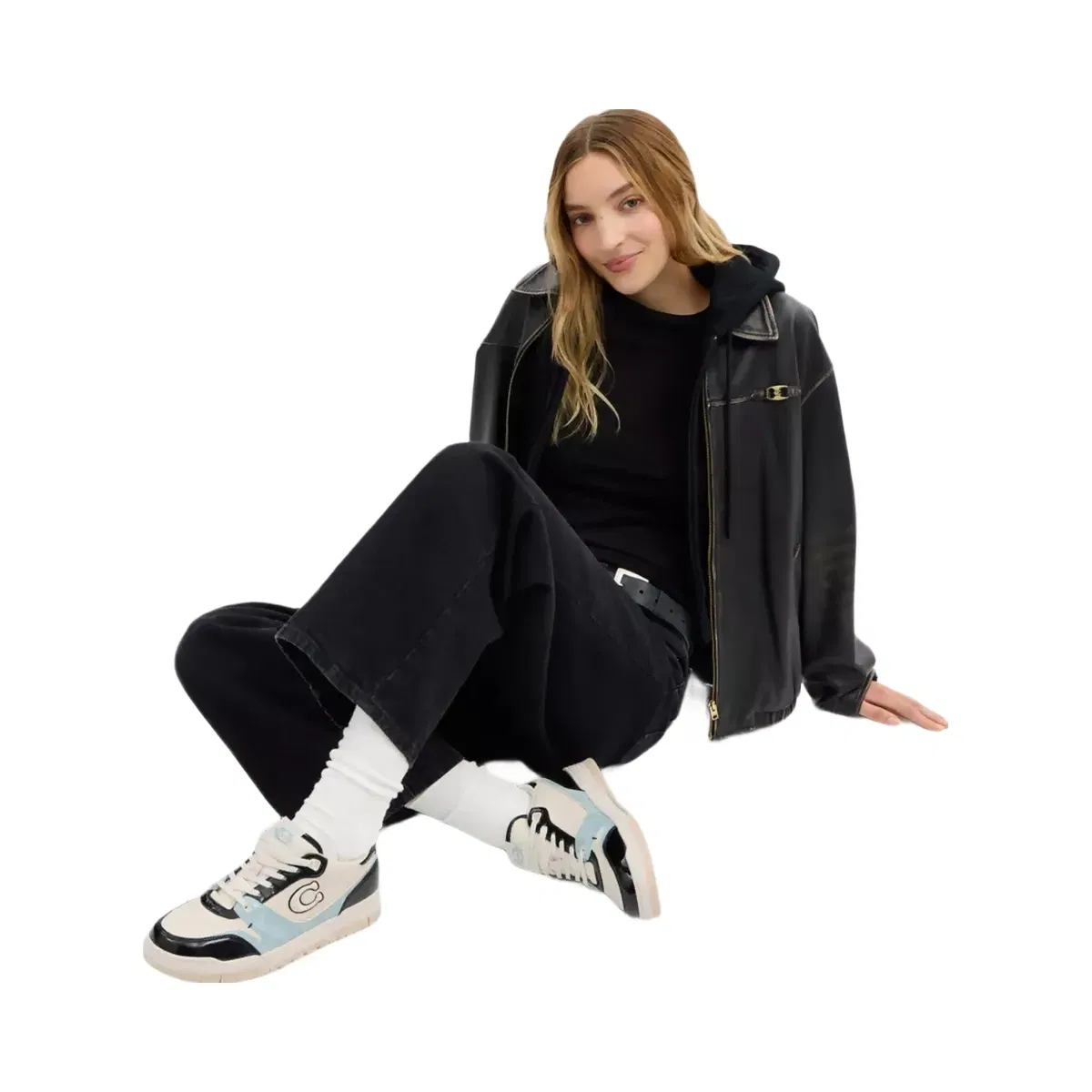 Coach Soho Sneaker With Patent Signature in Sea Mist Black.