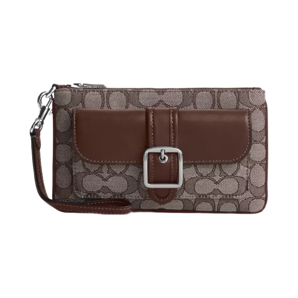 Coach Ashton Wristlet In Signature Jacquard in Silver Oak Maple