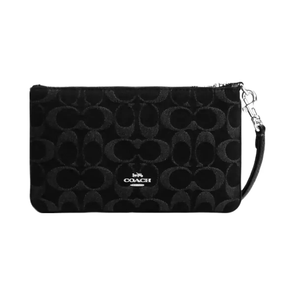 Coach Ashton Wristlet In Signature Denim in Silver Black