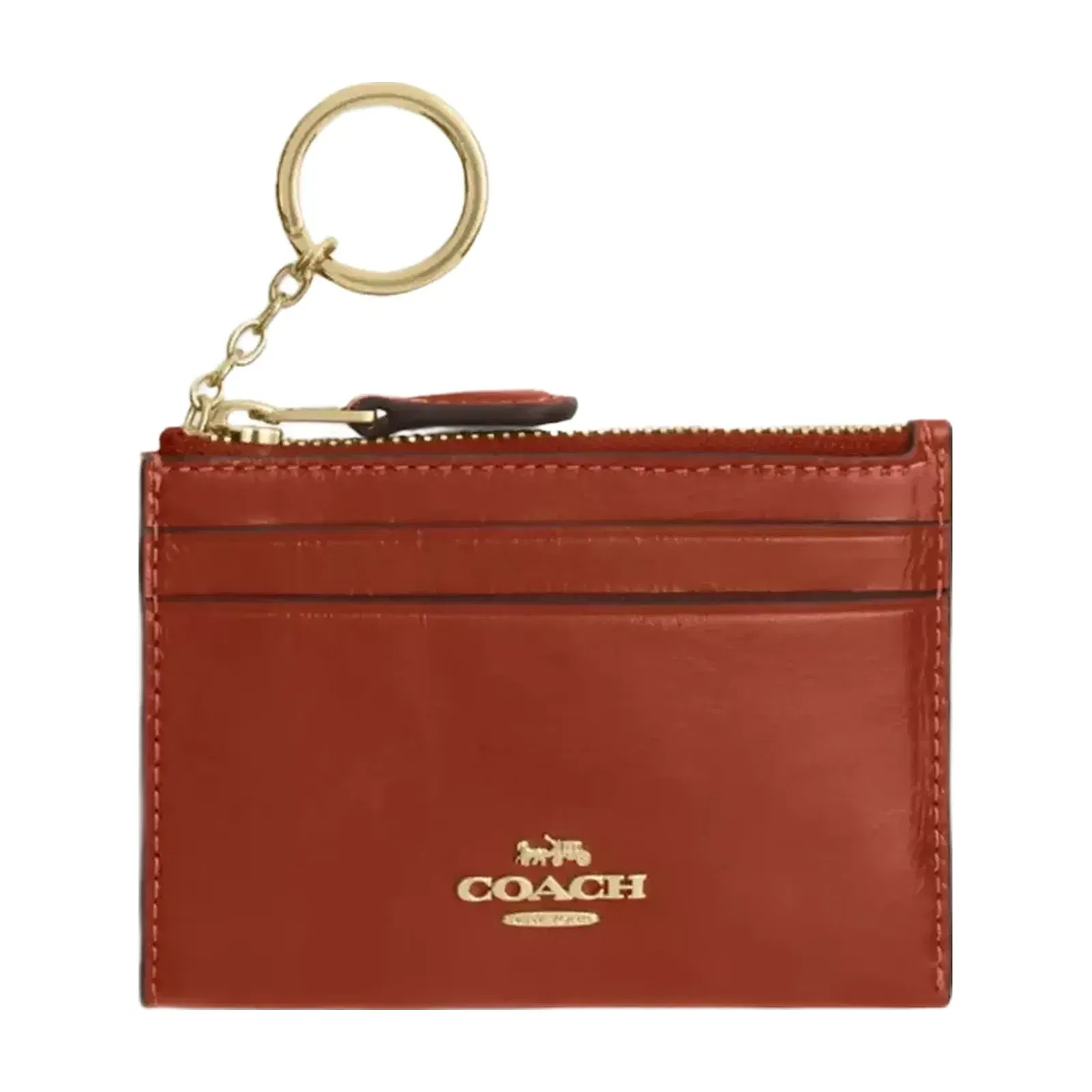 Coach Mini Skinny Id Case in Gold Cinnamon