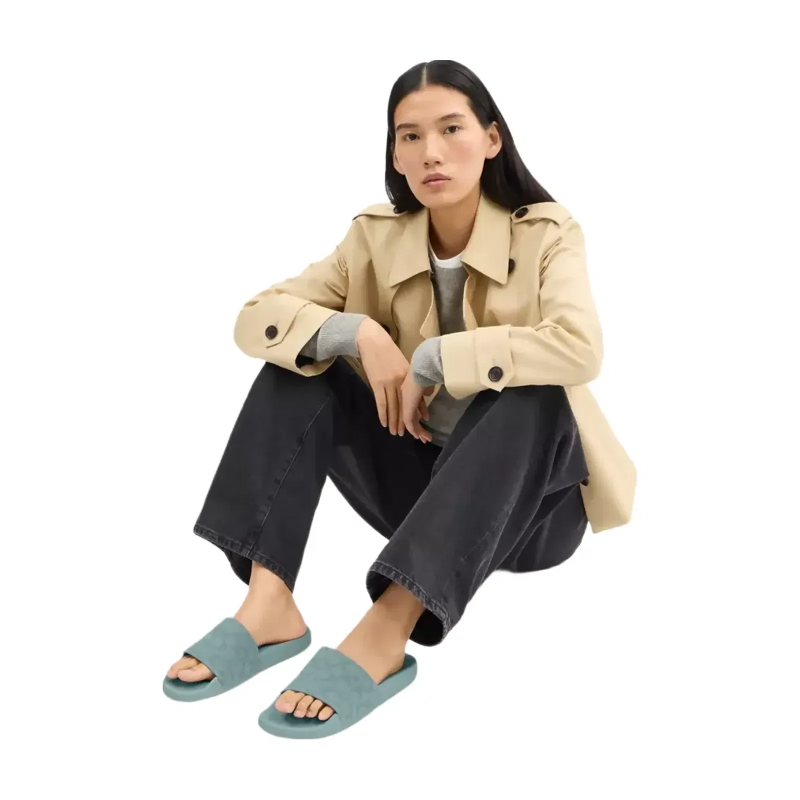 Coach Udele Sport Slide In Signature Jacquard Canvas in Sea Mist