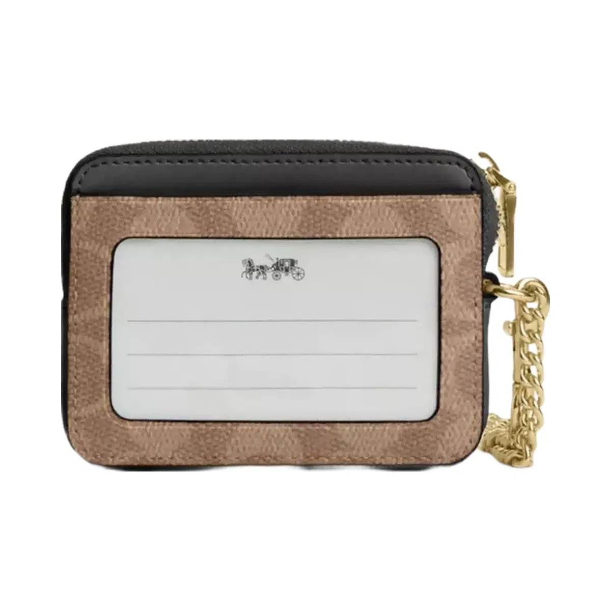 Coach Zip Card Case In Signature Canvas in Gold Tan Black