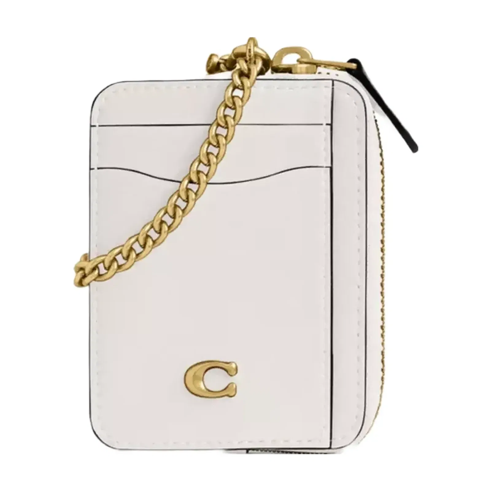 Coach Essential Chain Card Case in Brass Chalk