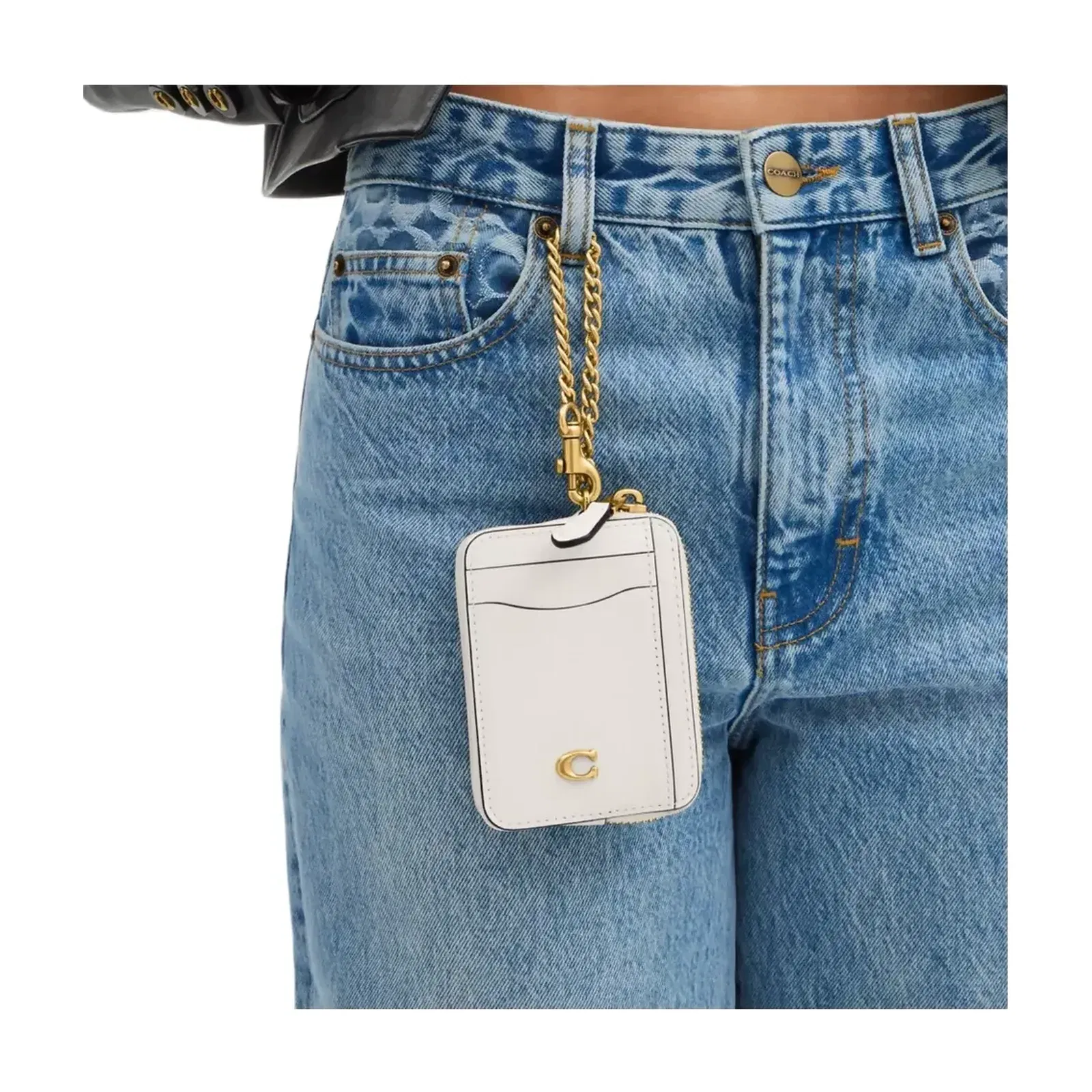 Coach Essential Chain Card Case in Brass Chalk