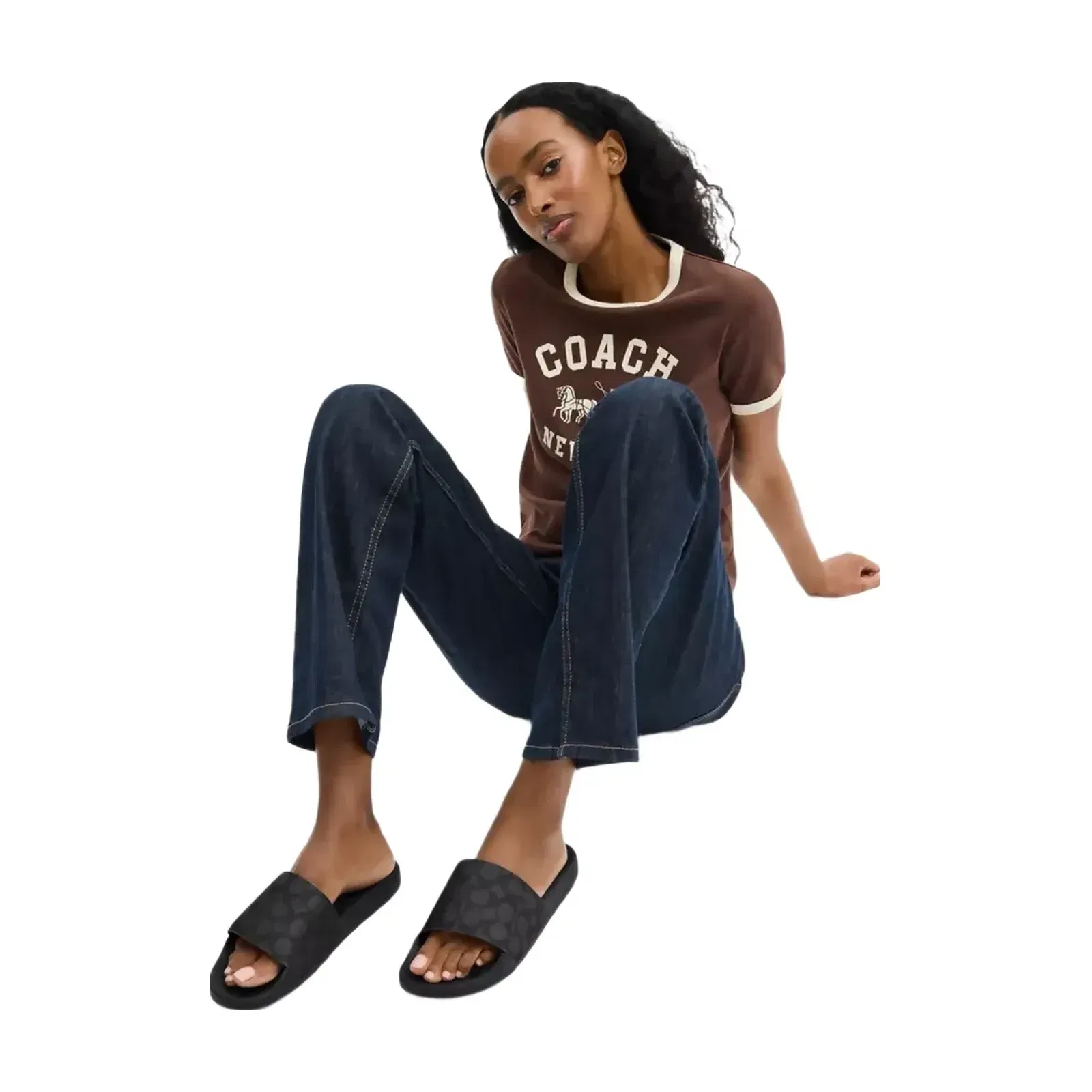 Coach Udele Sport Slide In Signature Canvas in Charcoal Black