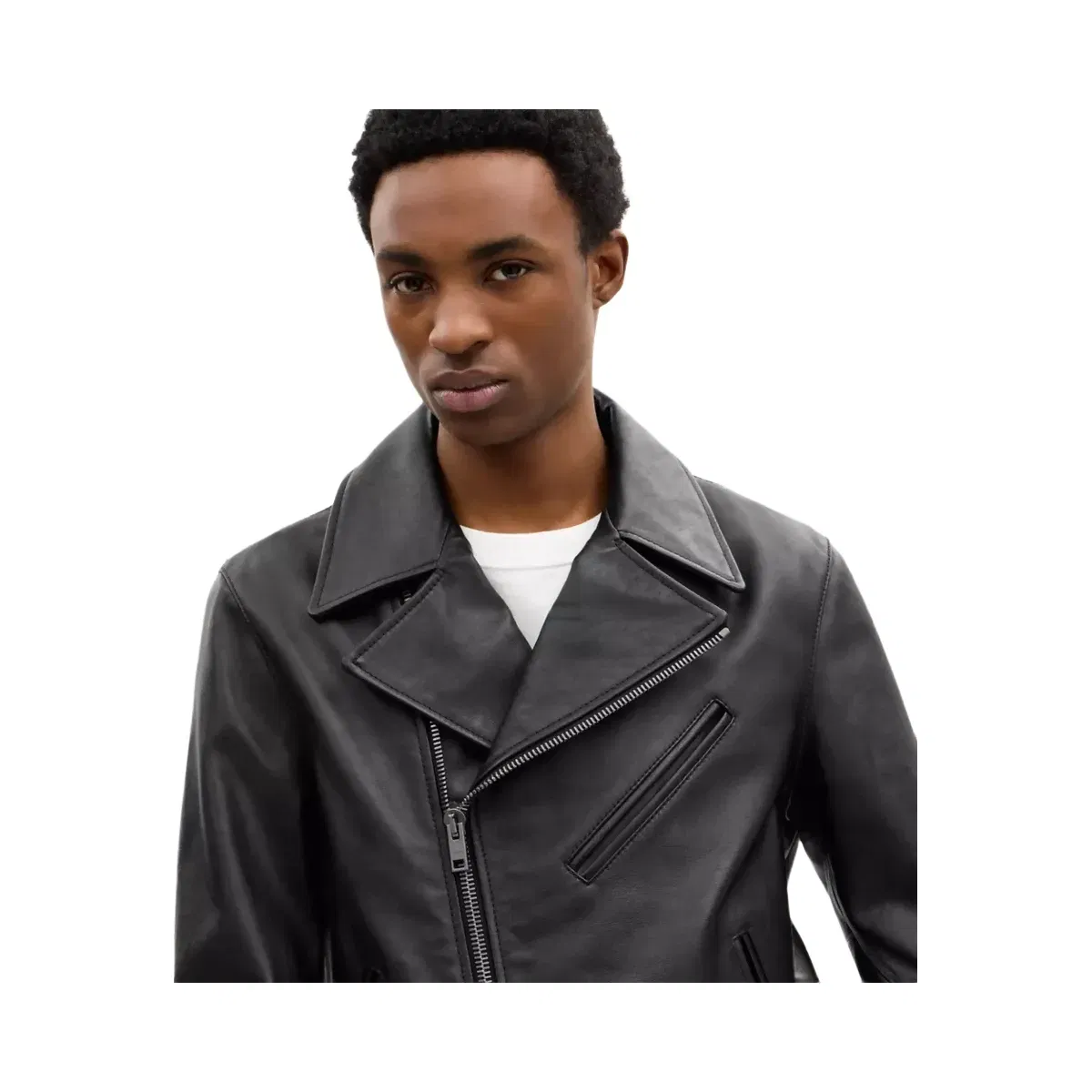 Coach Shrunken Leather Biker Jacket in Black