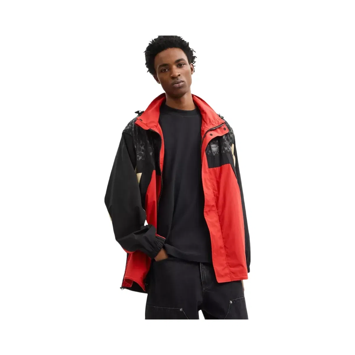 Coach Convertible Windbreaker in Black Red