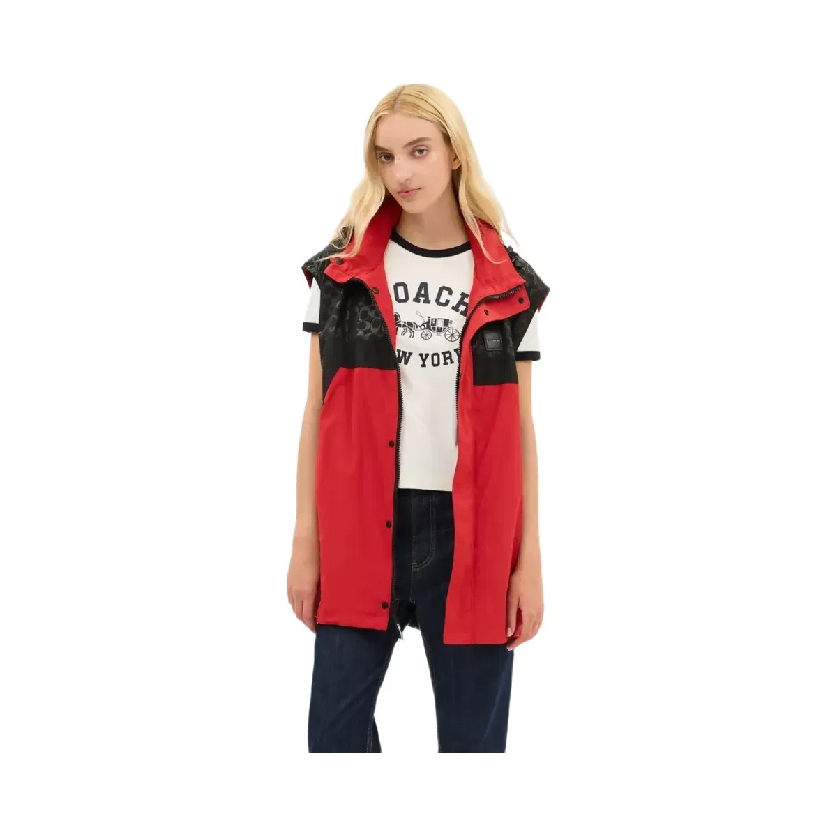 Coach Convertible Windbreaker in Black Red