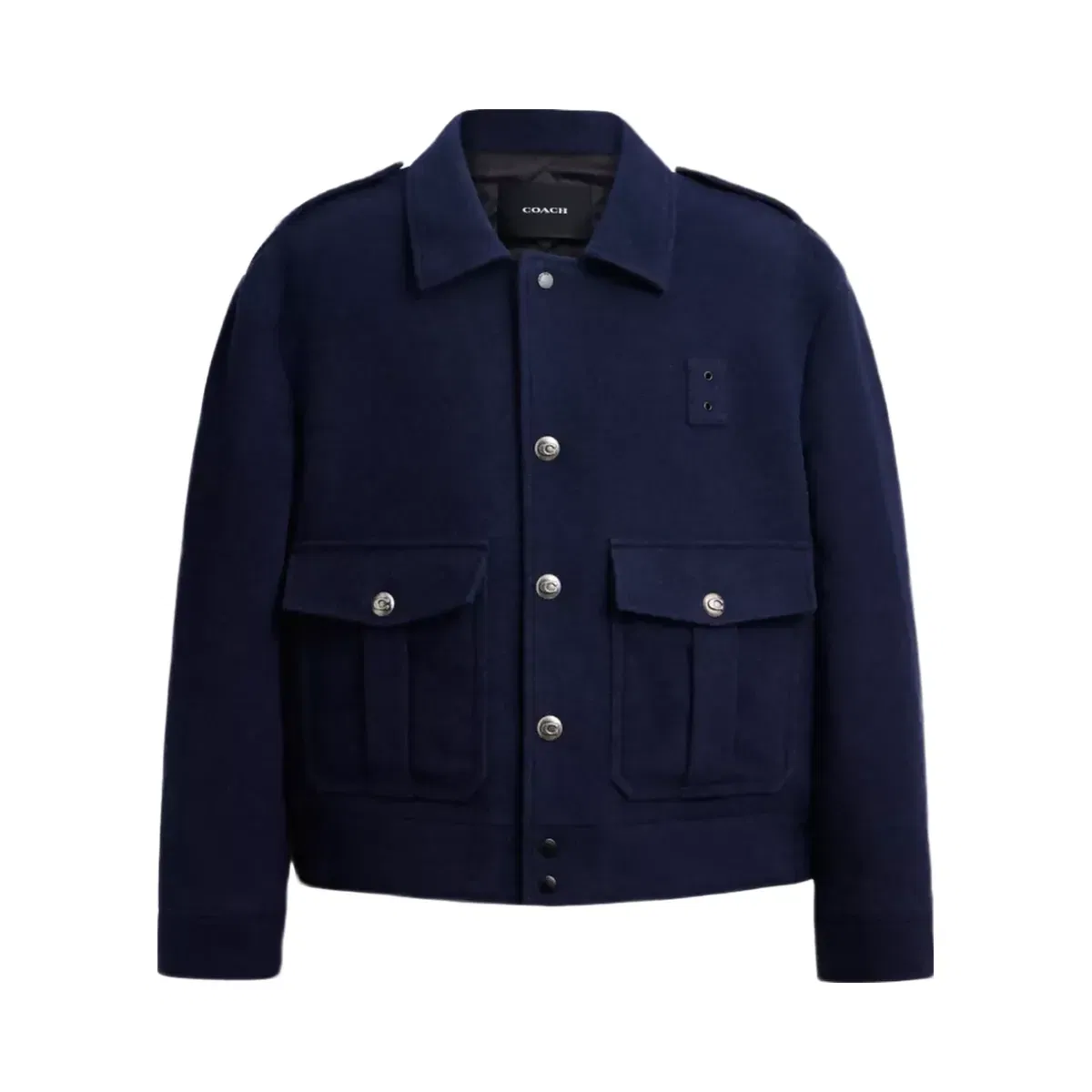 Coach Short Wool Jacket in Navy Blue