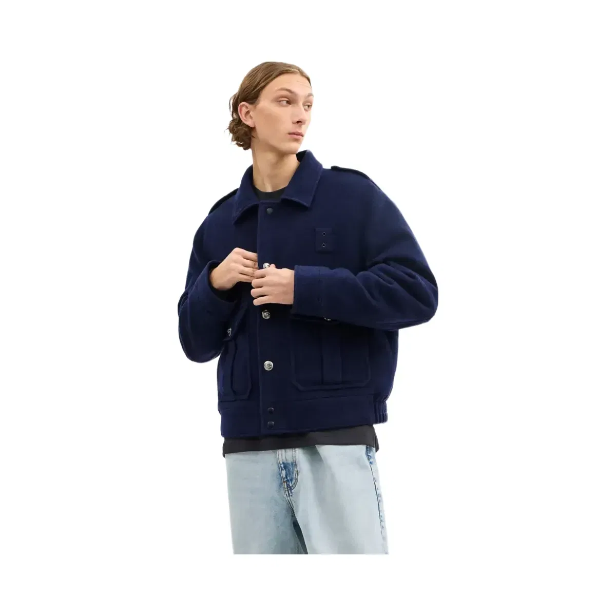 Coach Short Wool Jacket in Navy Blue