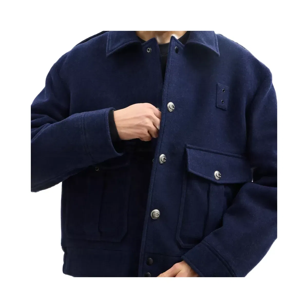 Coach Short Wool Jacket in Navy Blue