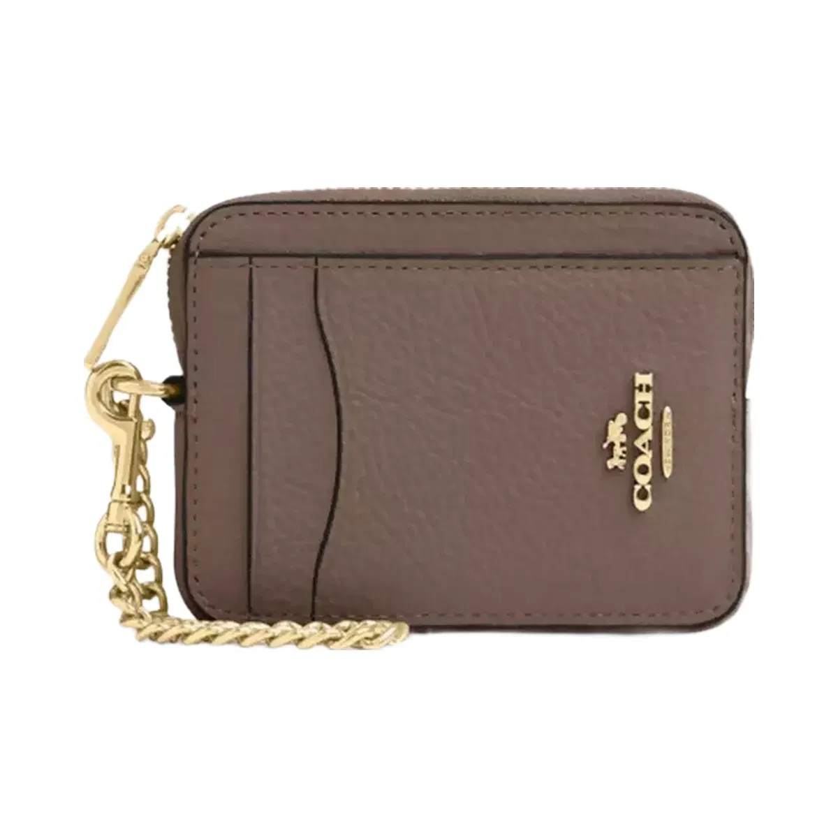 Coach Zip Card Case in Gold Dark Stone