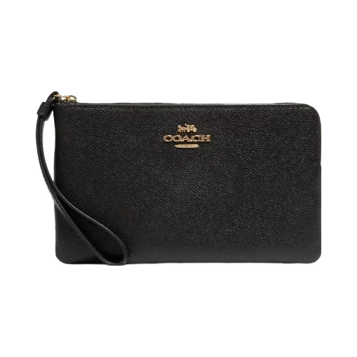 Coach Large Corner Zip Wristlet in Gold Black