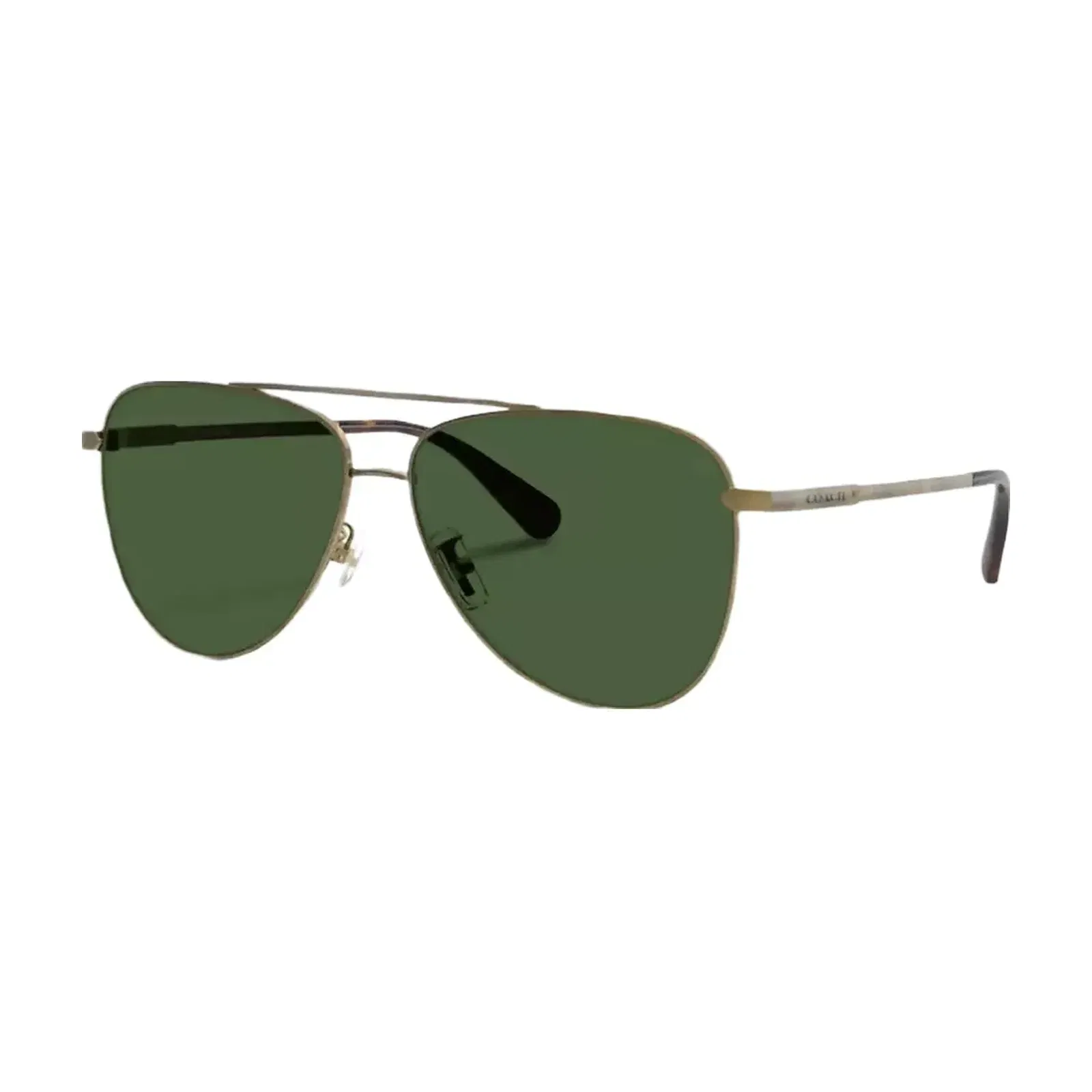 Coach C Hardware Metal Pilot Sunglasses in Gold Green