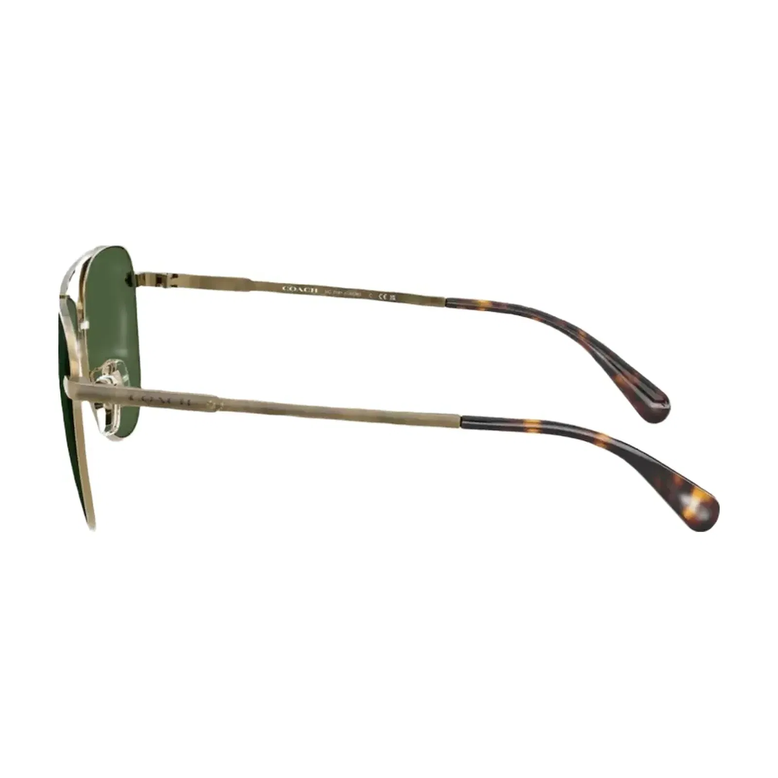Coach C Hardware Metal Pilot Sunglasses in Gold Green