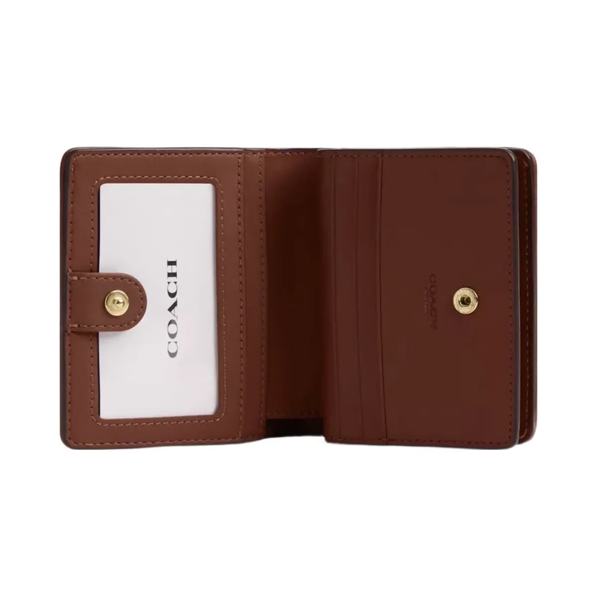 Coach Snap Wallet In Signature Chenille in Gold Light Khaki Vintage Brown