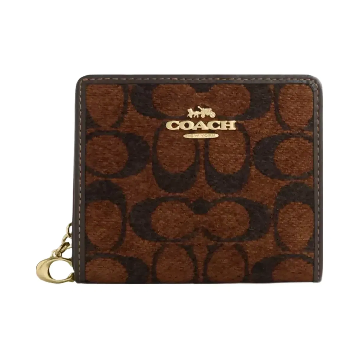 Coach Snap Wallet In Signature Chenille in Gold Truffle
