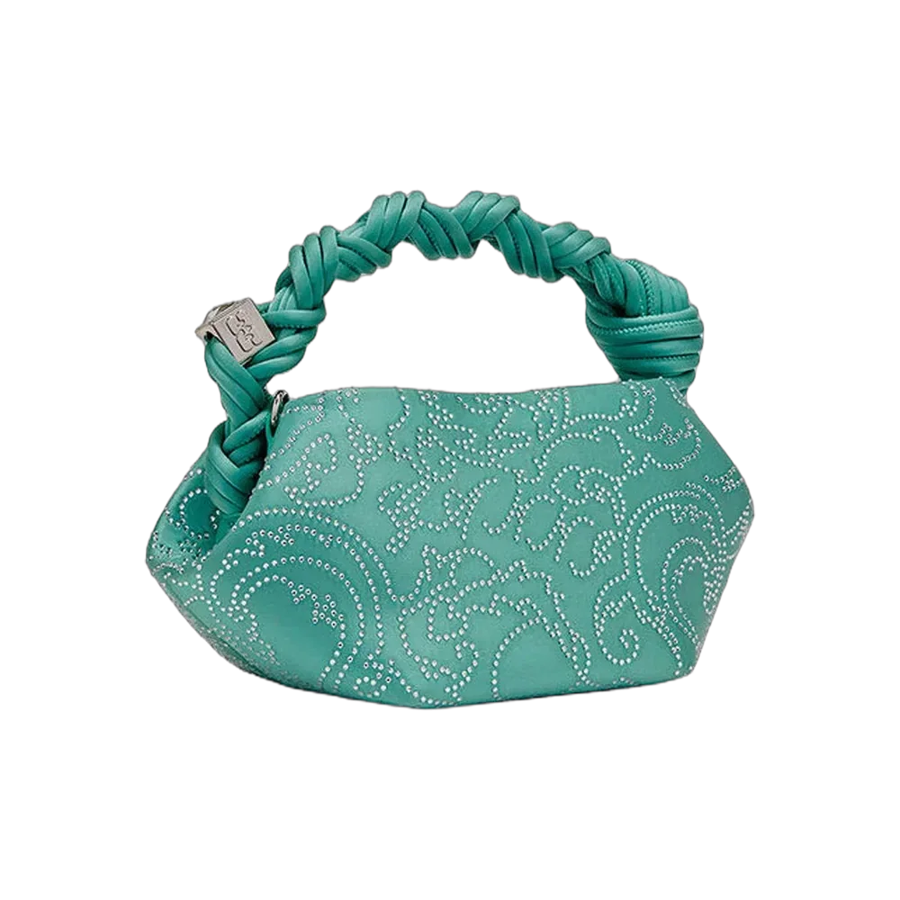 Ganni Green Rhinestone Mini Bou Bag