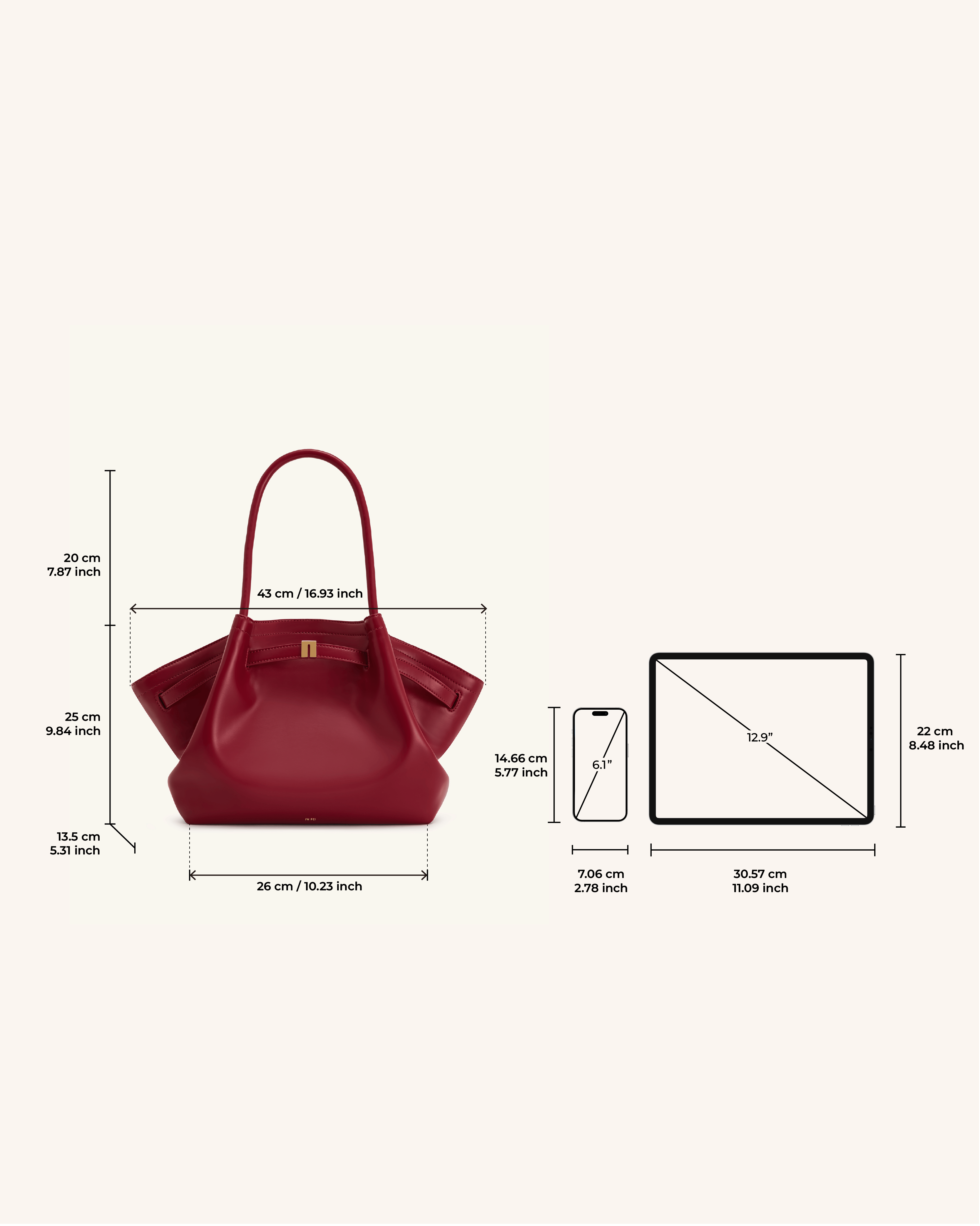 JW PEI Hana Medium Tote Bag Claret
