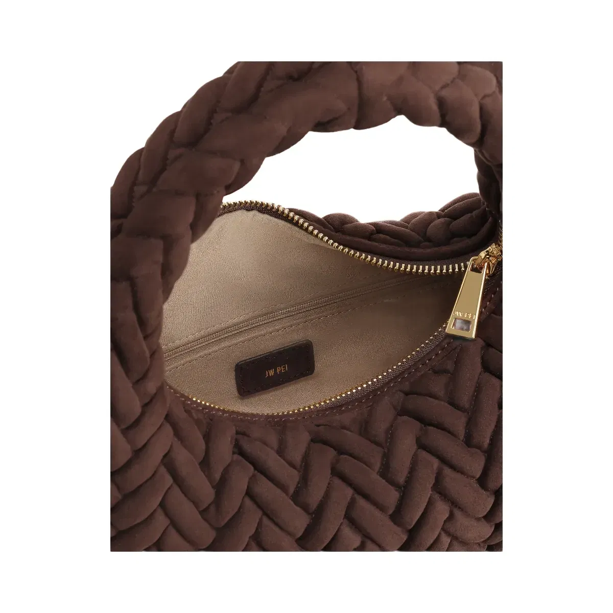 JW PEI Cora Faux Suede Quilting Handle Bag Dark Brown