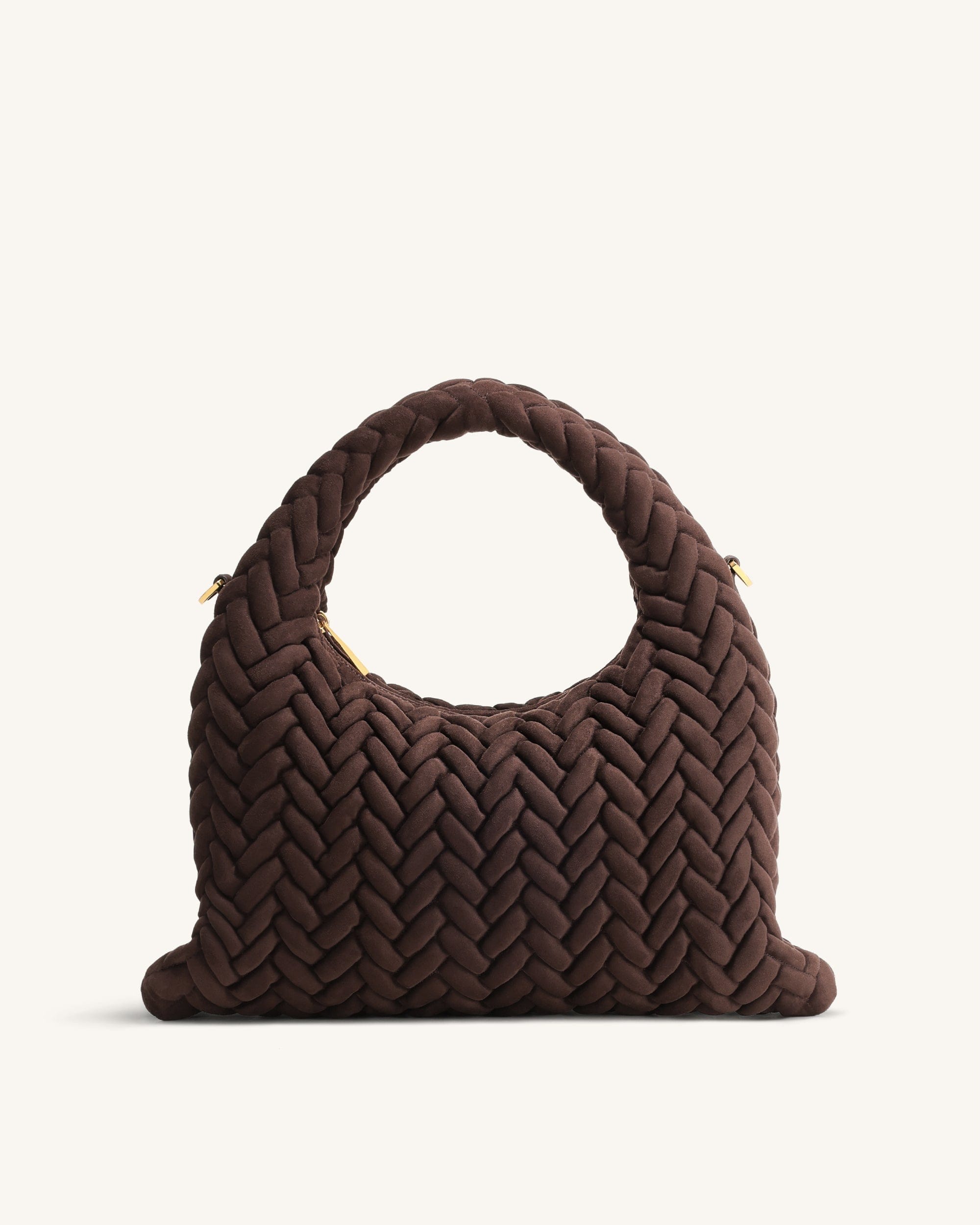 JW PEI Cora Faux Suede Quilting Handle Bag Dark Brown