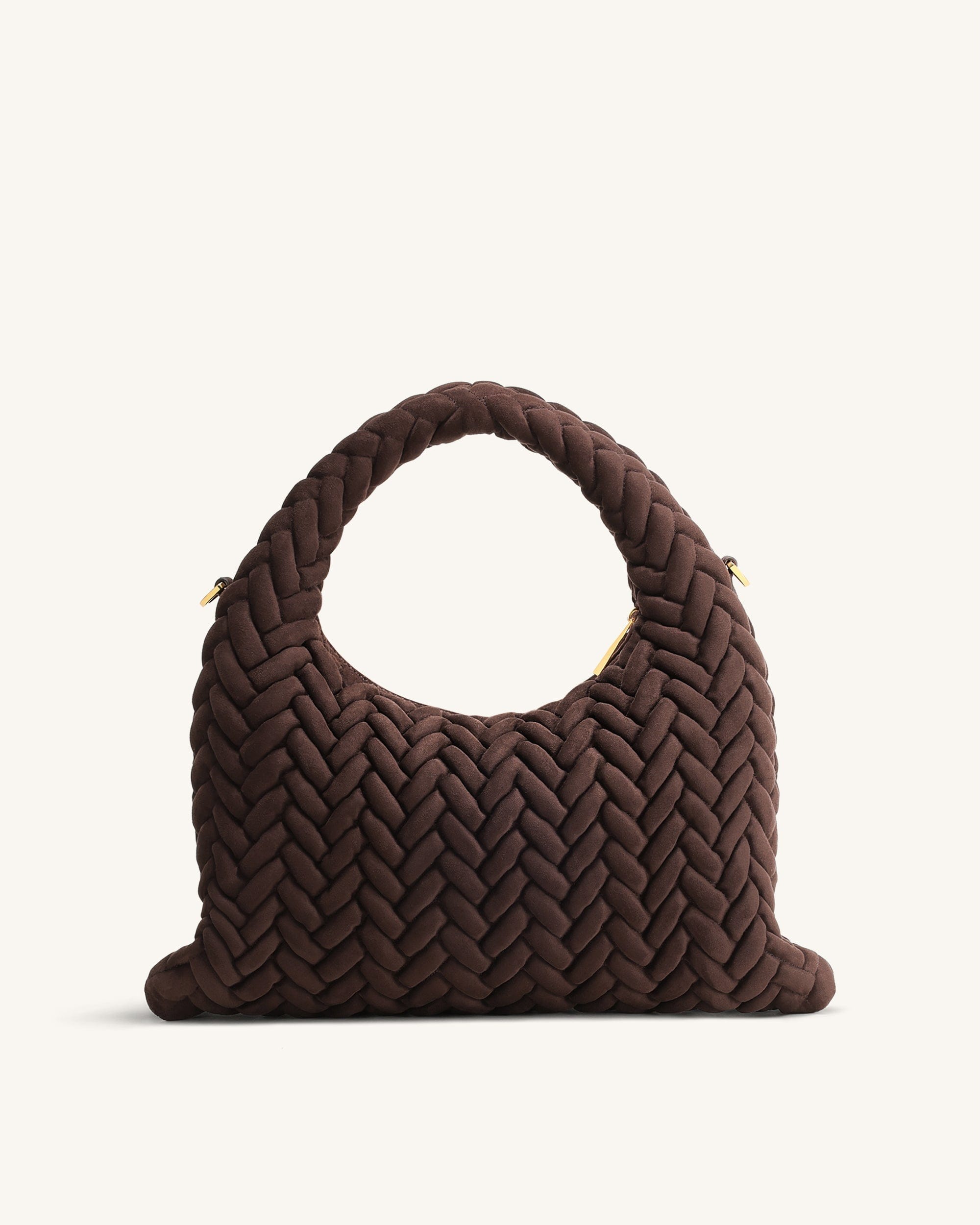 JW PEI Cora Faux Suede Quilting Handle Bag Dark Brown