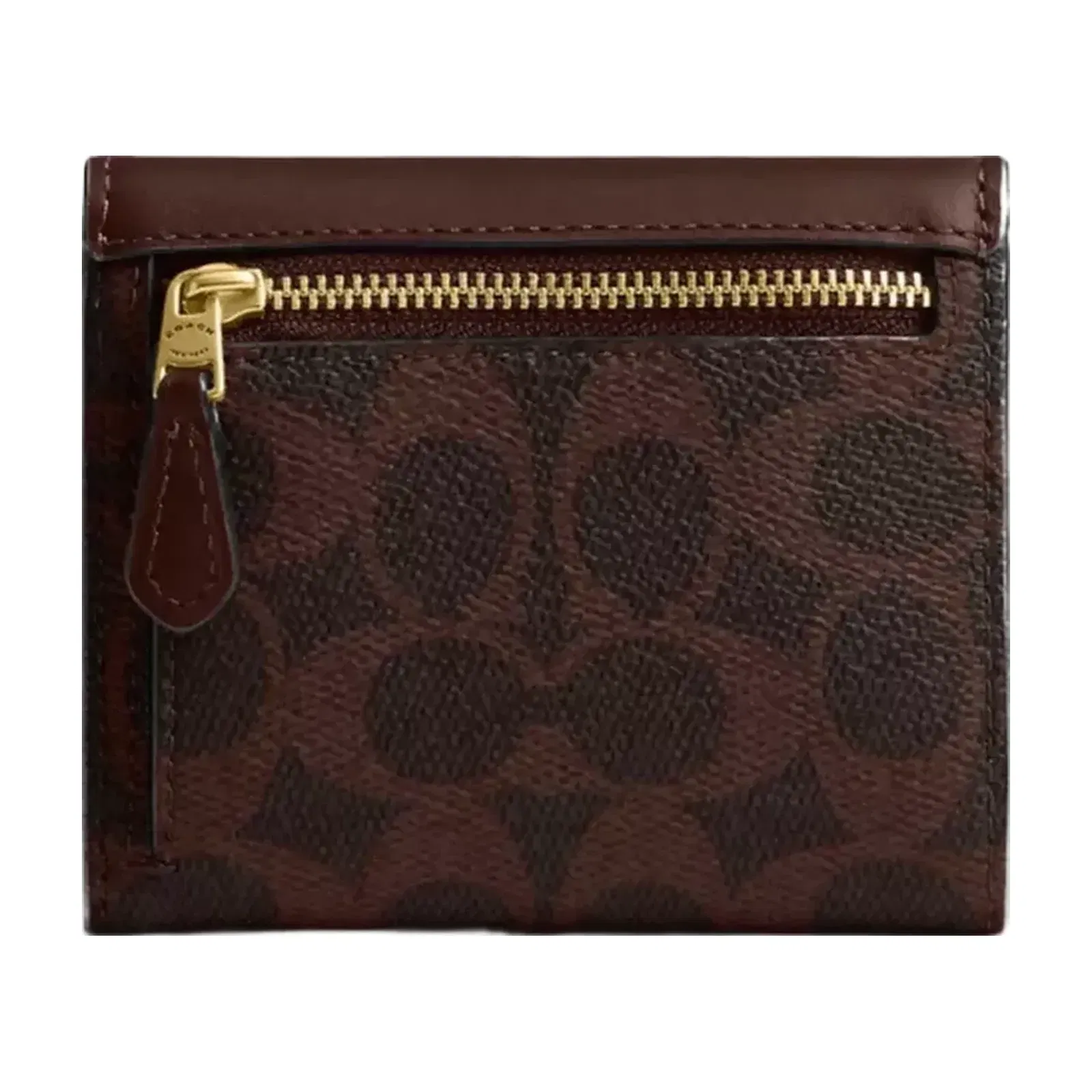 Coach Mila Small Flap Wallet In Signature Canvas in Brass Maple