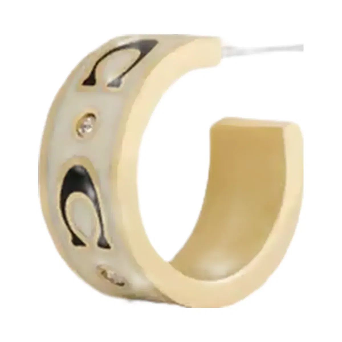 Coach Repeated C Huggie Earrings in Gold Chalk