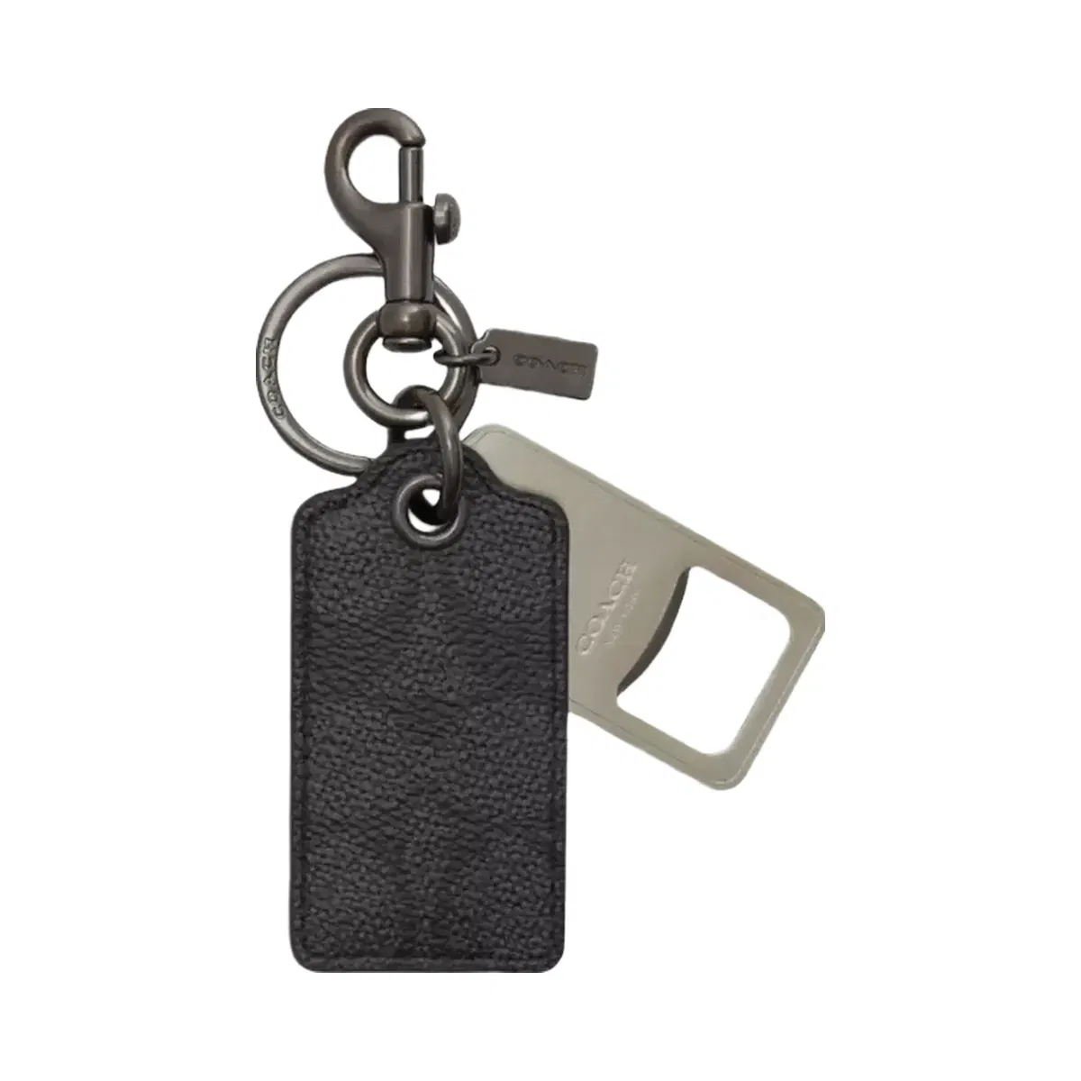 Coach Bottle Opener Key Fob In Signature Canvas in Gunmetal Charcoal