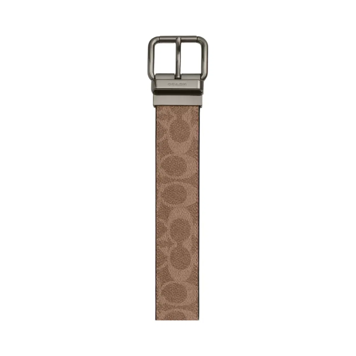 Coach Boxed Roller Buckle Cut-To-Size Reversible Belt, 38 Mm in Gunmetal Tan Charcoal