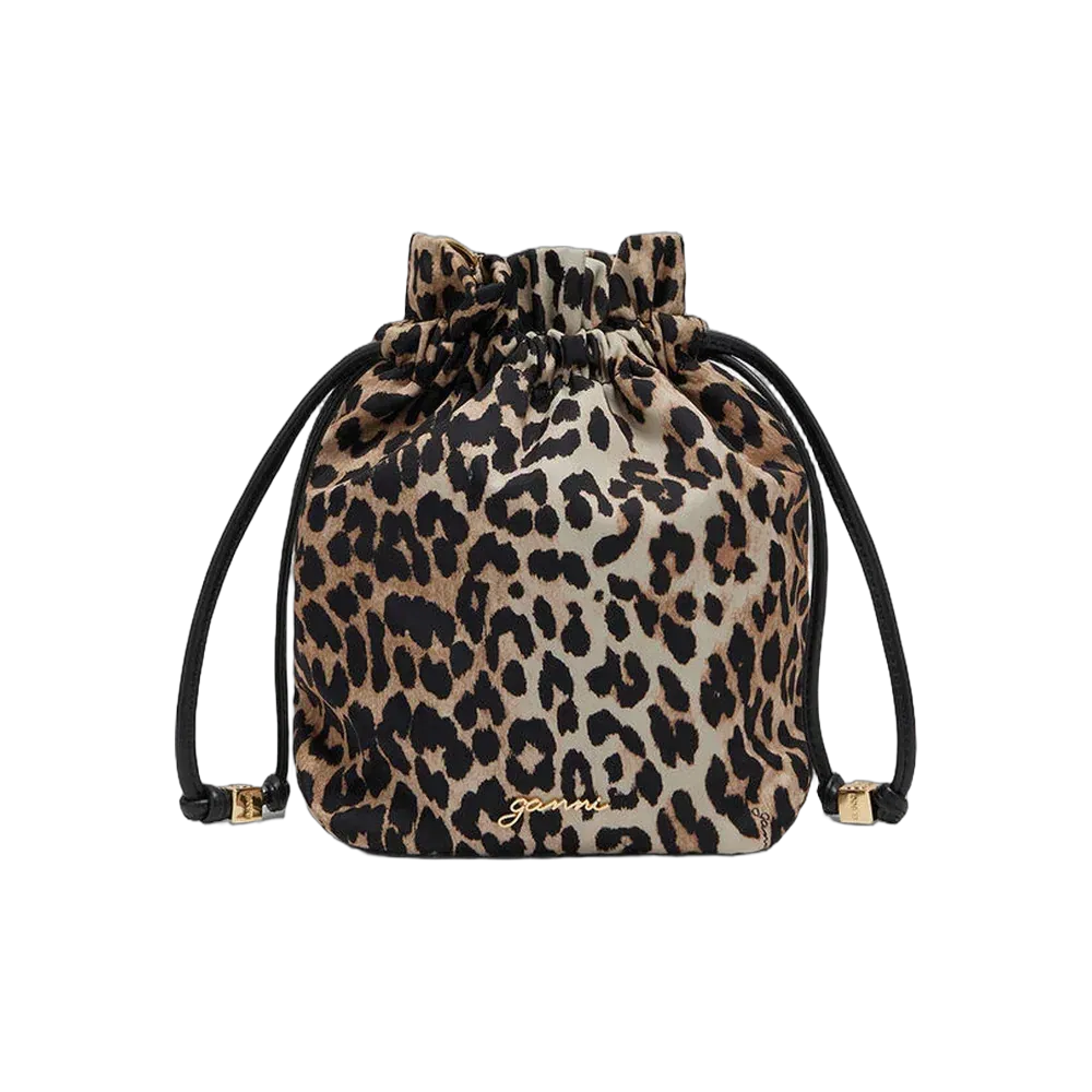 Ganni Printed Bou Bucket Pouch in Leopard