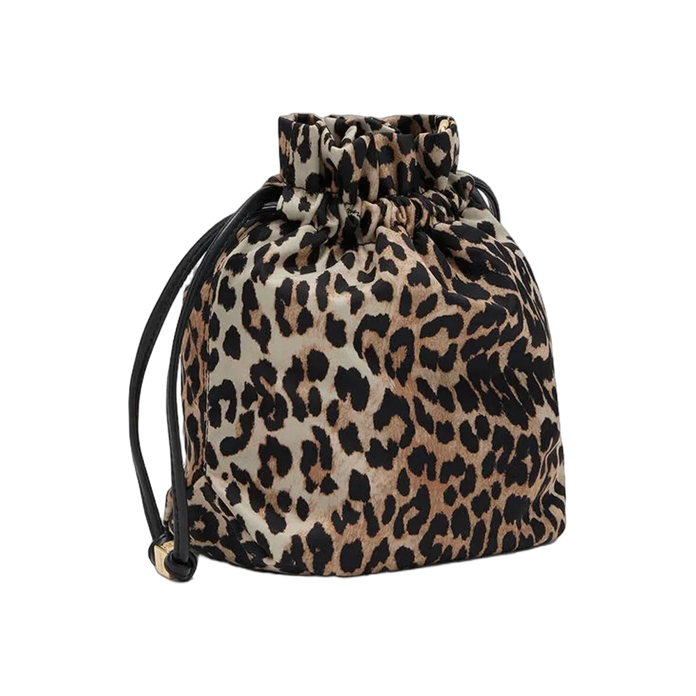 Ganni Printed Bou Bucket Pouch in Leopard