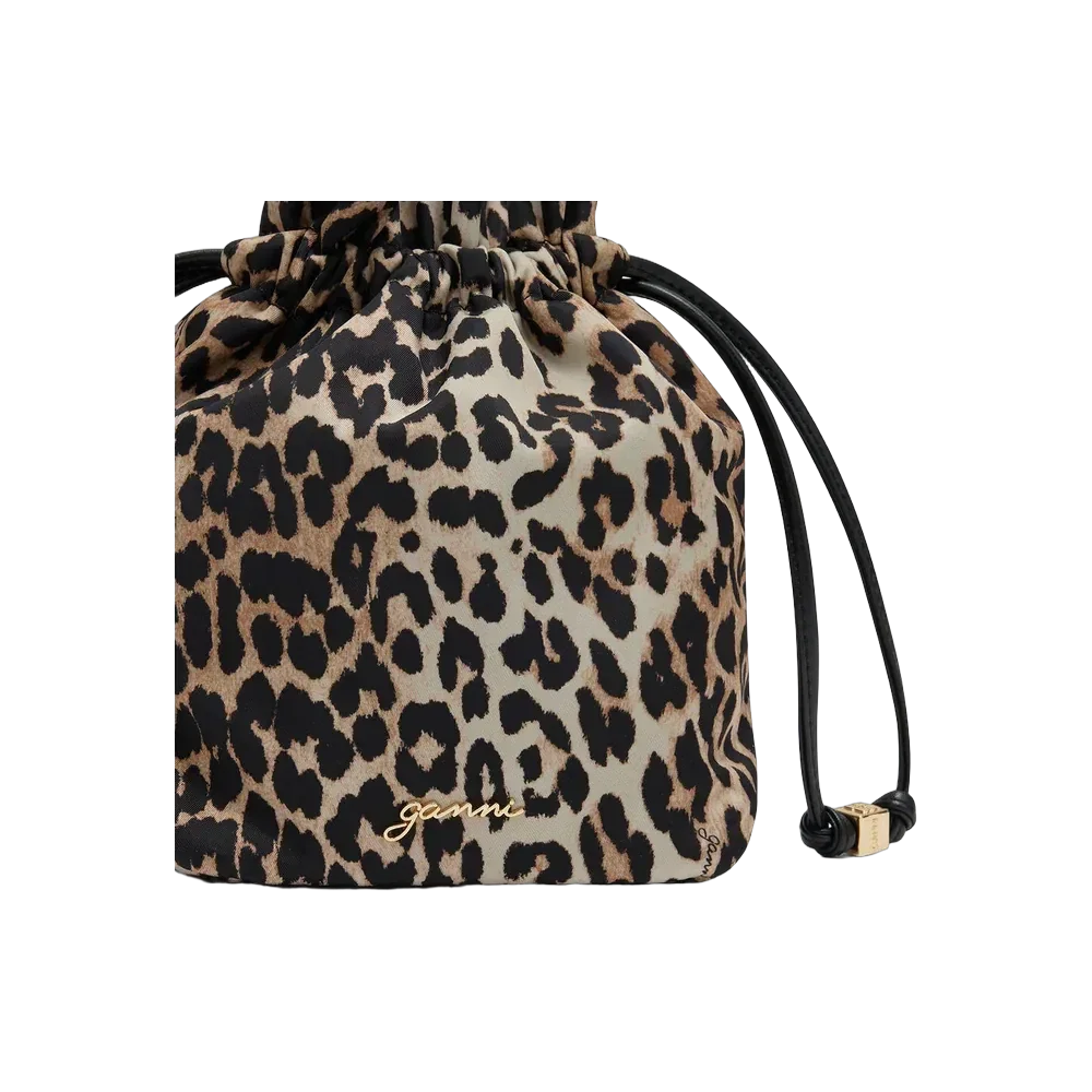 Ganni Printed Bou Bucket Pouch in Leopard