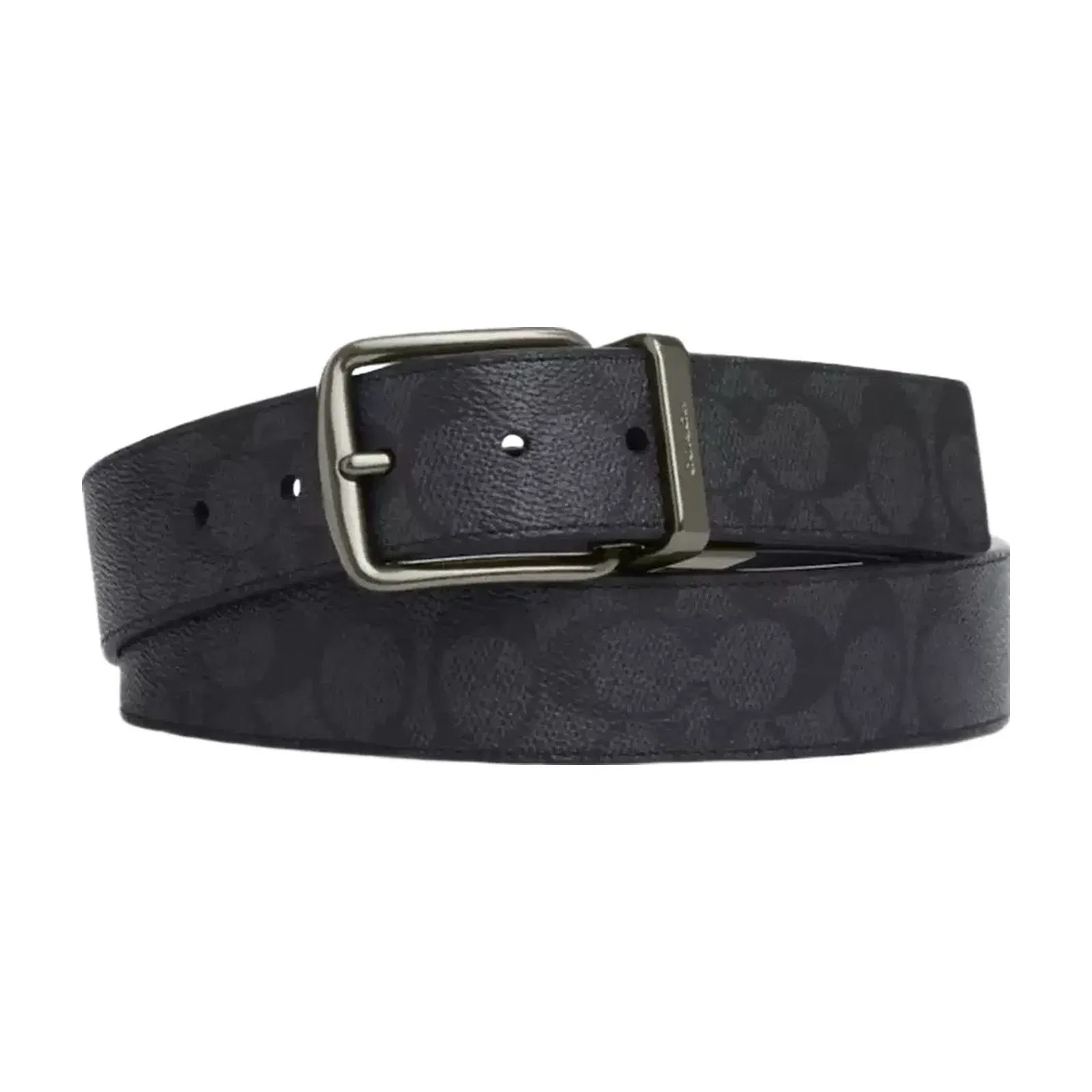 Coach Harness Buckle Cut-To-Size Reversible Belt, 38 Mm in Gunmetal Charcoal Black