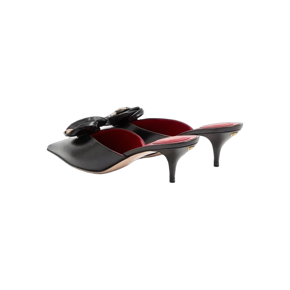Valentino Drip Rose Kidskin Mule With Crystals 55mm Black